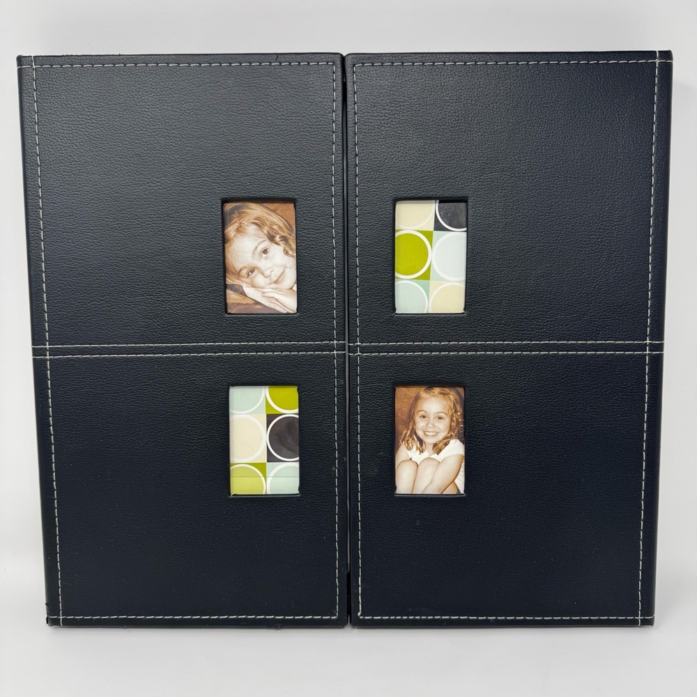 Faux Leather Shadow Box Scrapbook 12x12 Post Bound Black